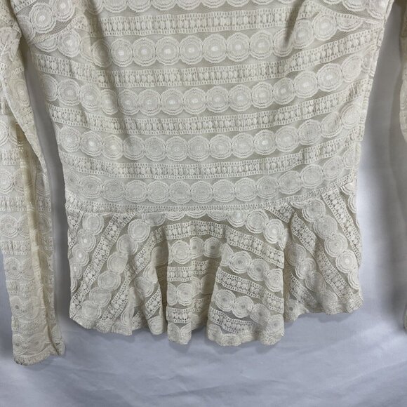 Lady Dutch Lacey Cream-Coloured Peplum Top Womens Size M - Picture 2 of 8